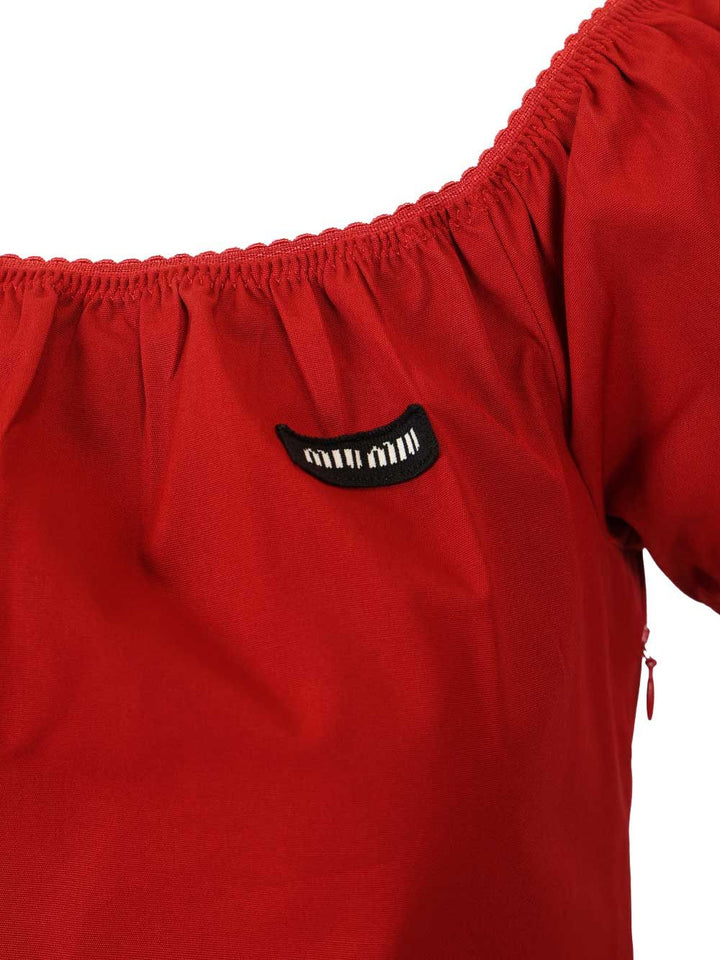 Miu Miu Cotton Midi Dress Abiti - Rosso | 634bf7e049219dd51952f016eaed50a27abc1d40