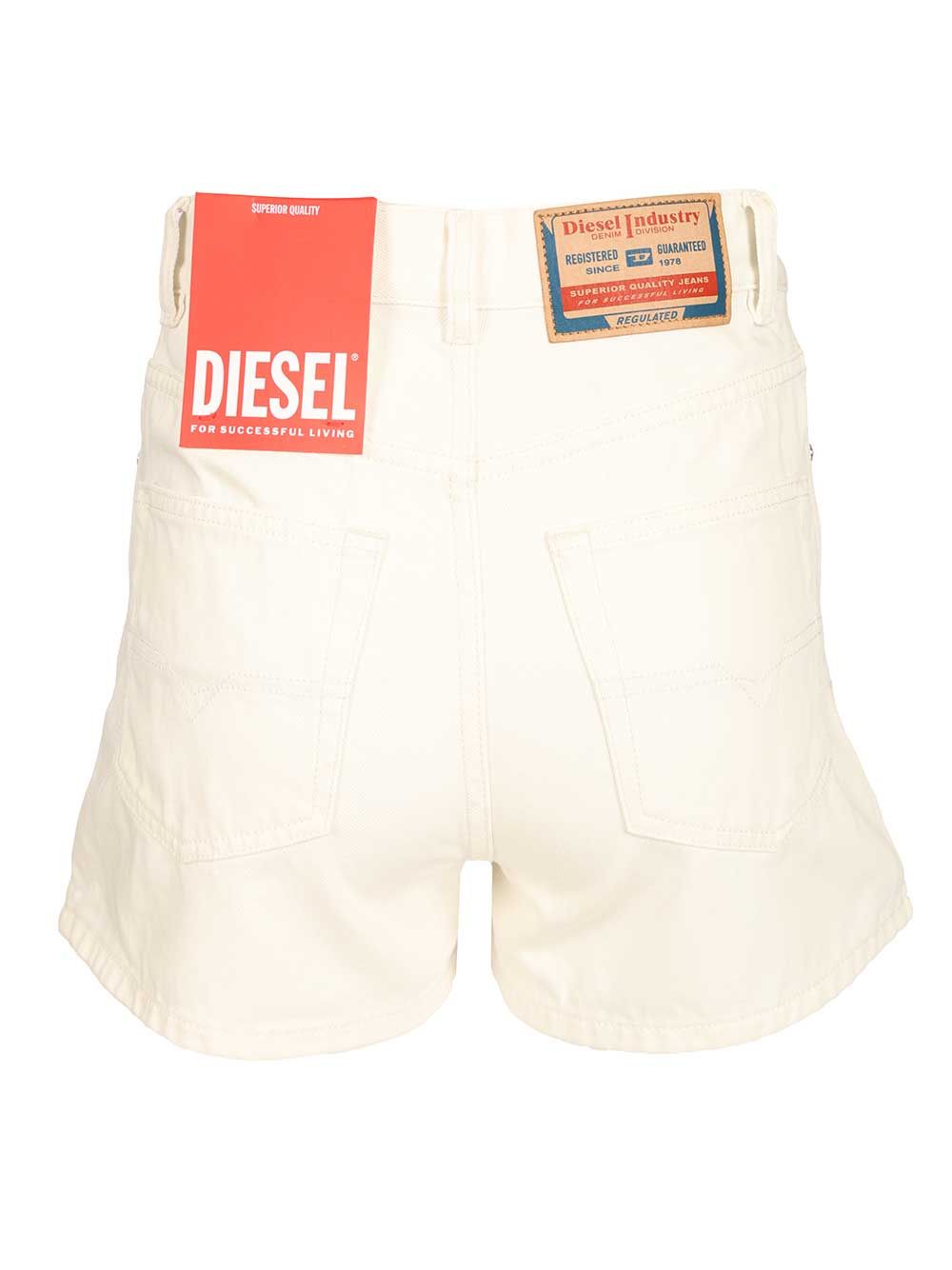 Diesel White Cotton Denim Shorts Trousers - Bianco | ea8856b753939dce310844ed8feba3f16bd0f885