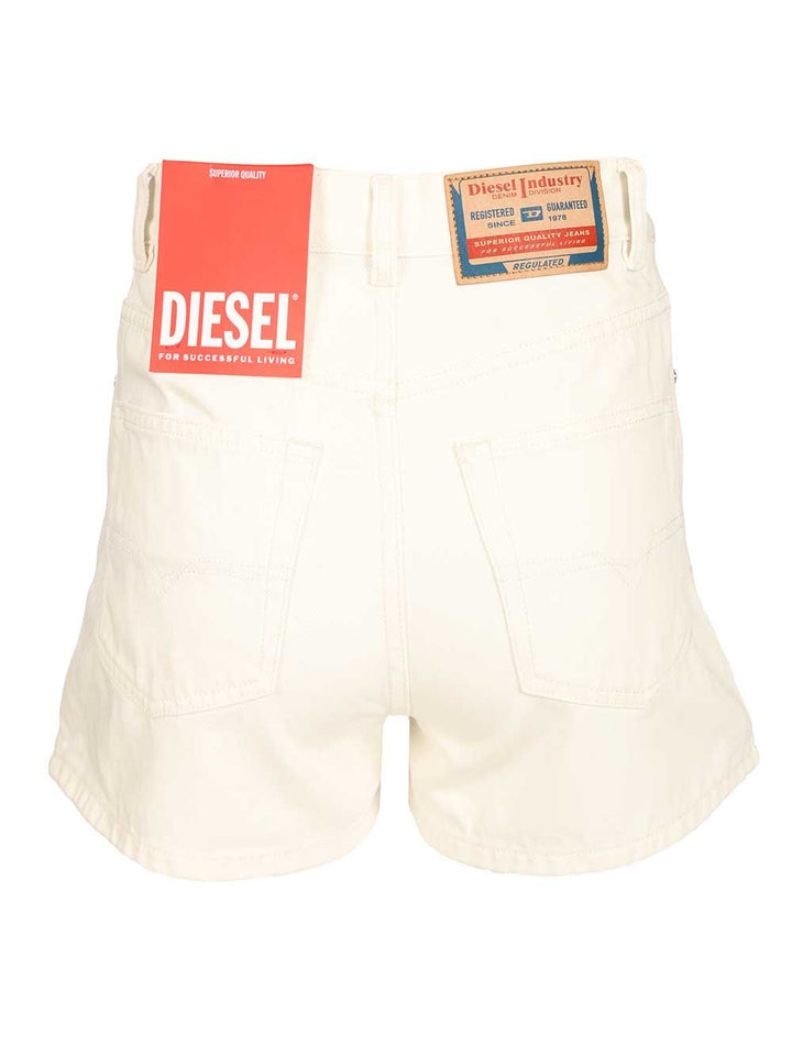 Diesel White Cotton Denim Shorts Trousers - Bianco | ea8856b753939dce310844ed8feba3f16bd0f885