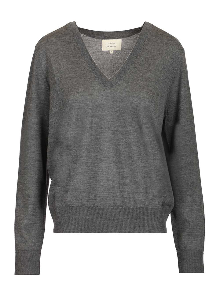 Loulou De Saison Julio Lds 01 V-Neck Sweater Knitwear - Grey | 8f8b50792b7f9f77934dd4df0c0285082155089d