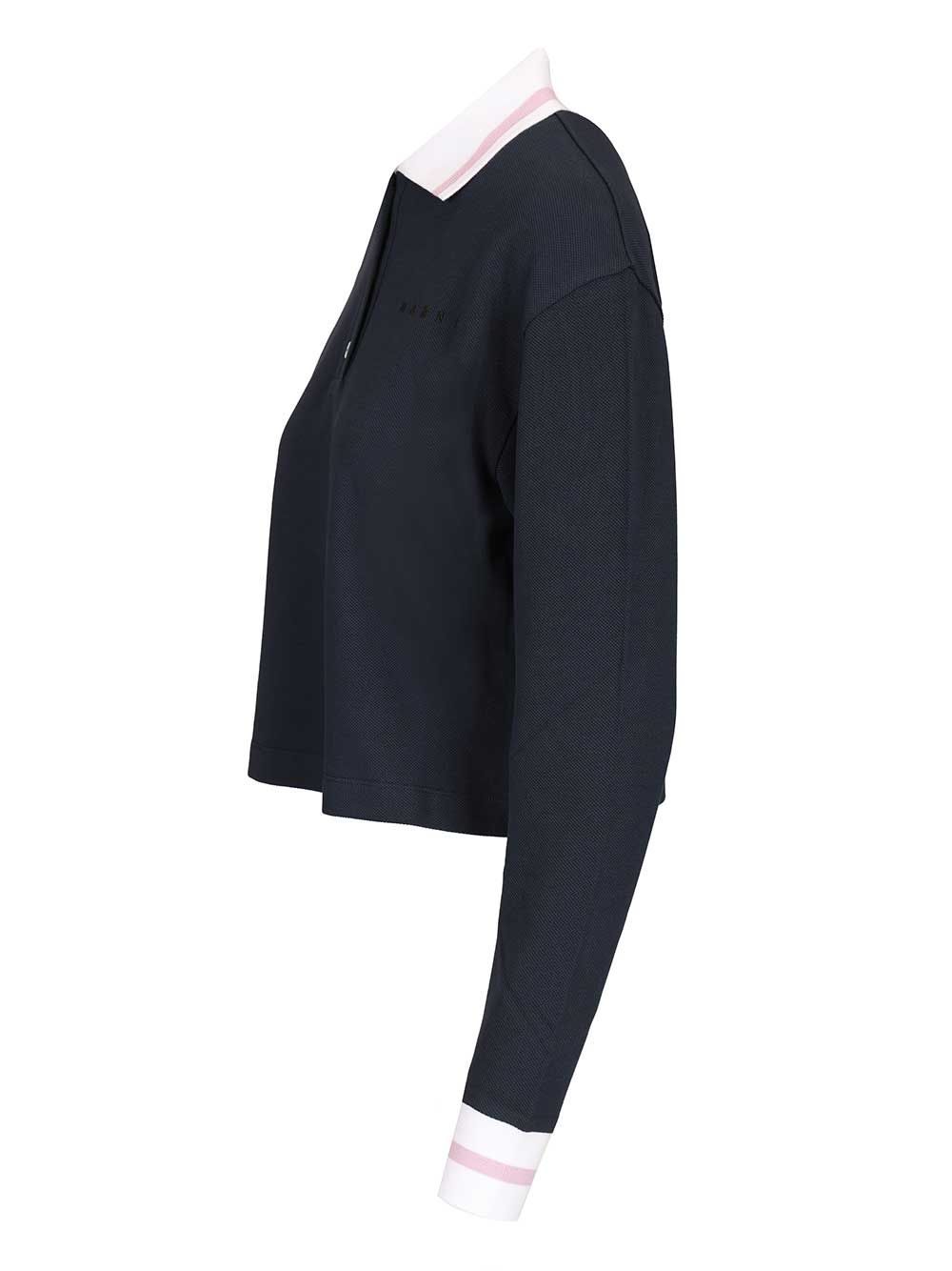 Marni Long-Sleeved Cotton Piqué Polo shirt - Blu | fbf205e2444535c5f23768bbf2b684301451a88d