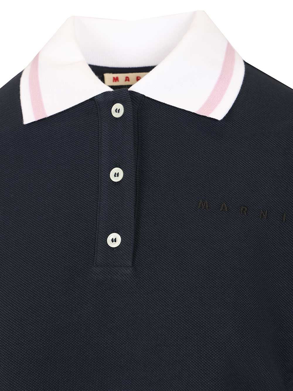 Marni Long-Sleeved Cotton Piqué Polo shirt - Blu | b81440397fd00a53ac5832f67019d84ea3489082