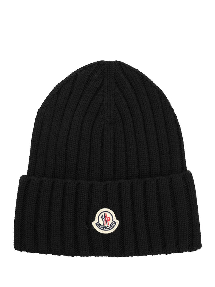 Moncler Ribbed Wool Hat Cappelli - Nero | c296cc8af2cdb895aa8f14d512f21683a529420c