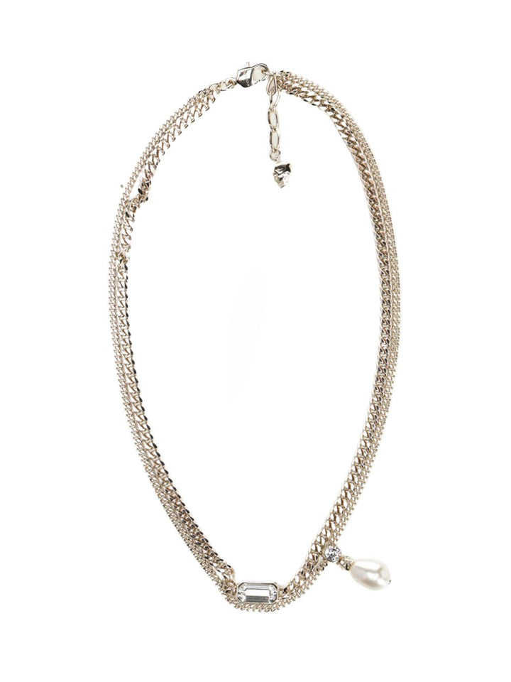 Mcqueen Skull Necklace With Crystals Gioielli - Oro | e9595238ddfadb17c6a21a9b232518b9b3bd232f