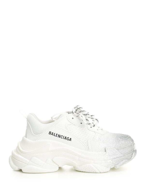 Triple S Glitter Spray Sneakers White
