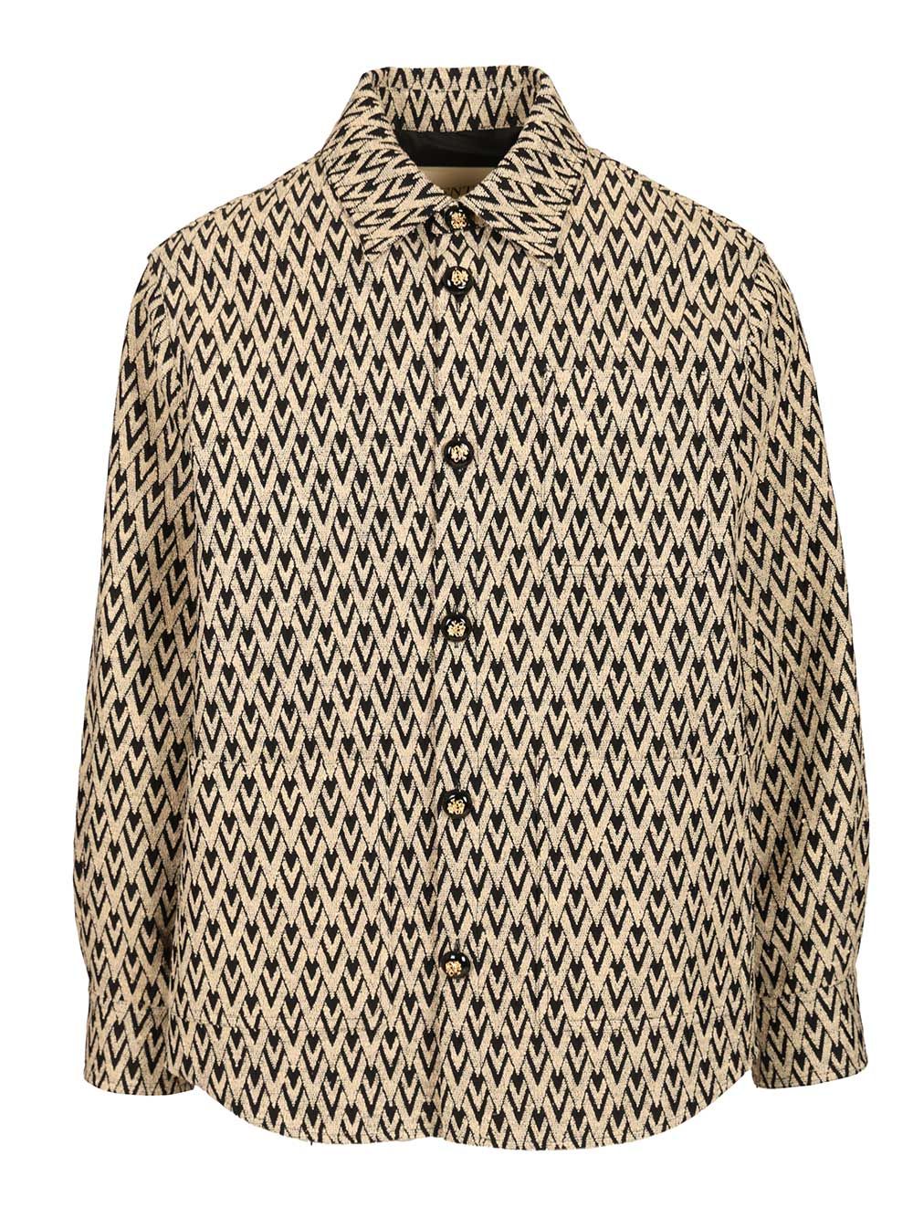 Valentino Garavani Toute La V Jacquard Cotton Blend Jacket Shirts - Beige | d03ad305e781b7df2d30f8151e1bf986416b306a