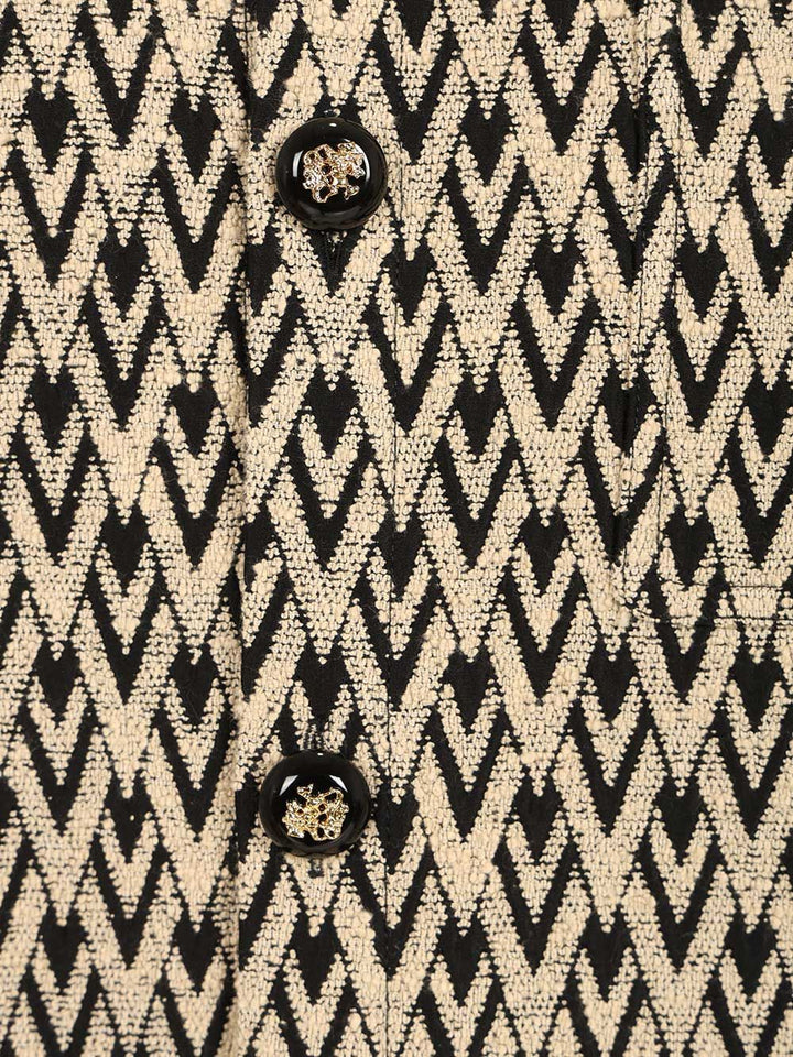 Valentino Garavani Toute La V Jacquard Cotton Blend Jacket Shirts - Beige | 30392f3901608e0f2372121cb54d220274f9c7e8
