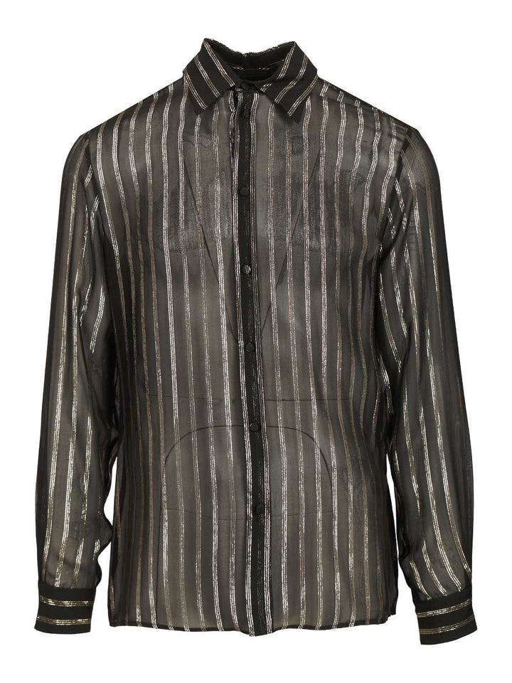 Valentino Garavani Valentino Silk And Lurex Chiffon Shirt Shirts - Nero | 80396882993b0bd61d5d2712852954de7d3ea6db