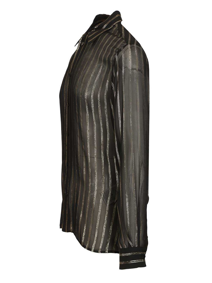 Valentino Garavani Valentino Silk And Lurex Chiffon Shirt Shirts - Nero | abe6dc88aa482375623dbbd1f71d730701bc61b5