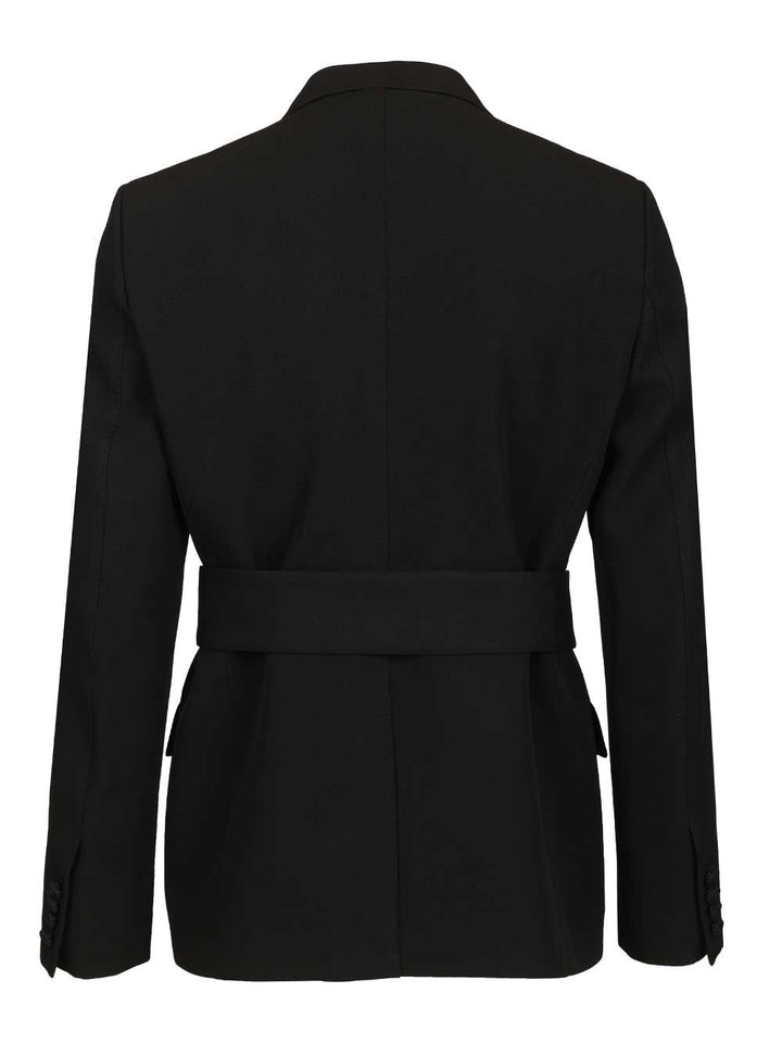Valentino Garavani Virgin Wool Blazer With Belt Giacche - Nero | aa799876f1d6e40ff2f81a14b67bc75063f05b50