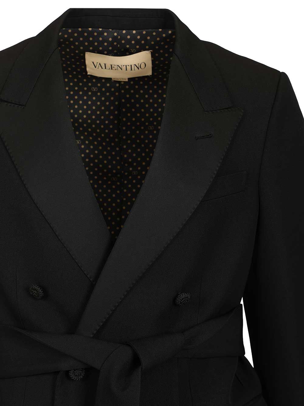 Valentino Garavani Virgin Wool Blazer With Belt Giacche - Nero | 9deacebda5d11273be8ba9714e8995561d7efd2f