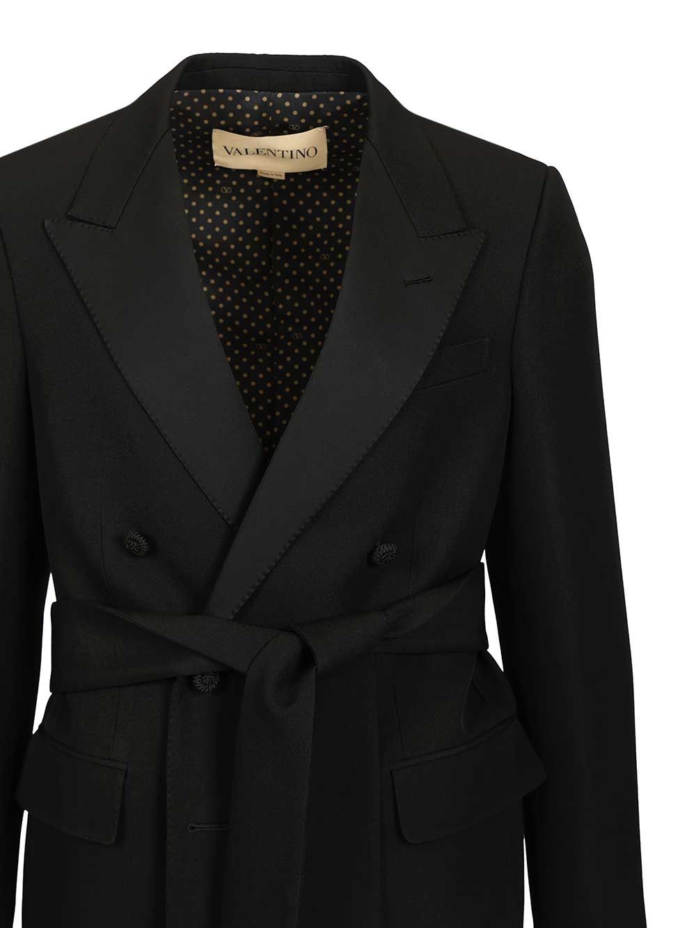 Valentino Garavani Virgin Wool Blazer With Belt Giacche - Nero | 849e2e6c73e1149b56f6d954b818437b11294097