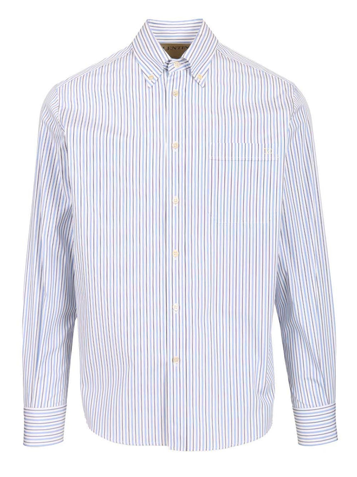Valentino Garavani Striped Cotton Button-Down Shirt Shirts - Light blue | 72a5290e684349e91455e21ec8bcc8cd69528b87