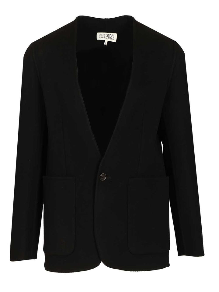 Mm6 Maison Margiela Single-Breasted Wool Jacket Giacche - Nero | aa70c2c8dc224a27a5b643d2f28a8b03276d844b