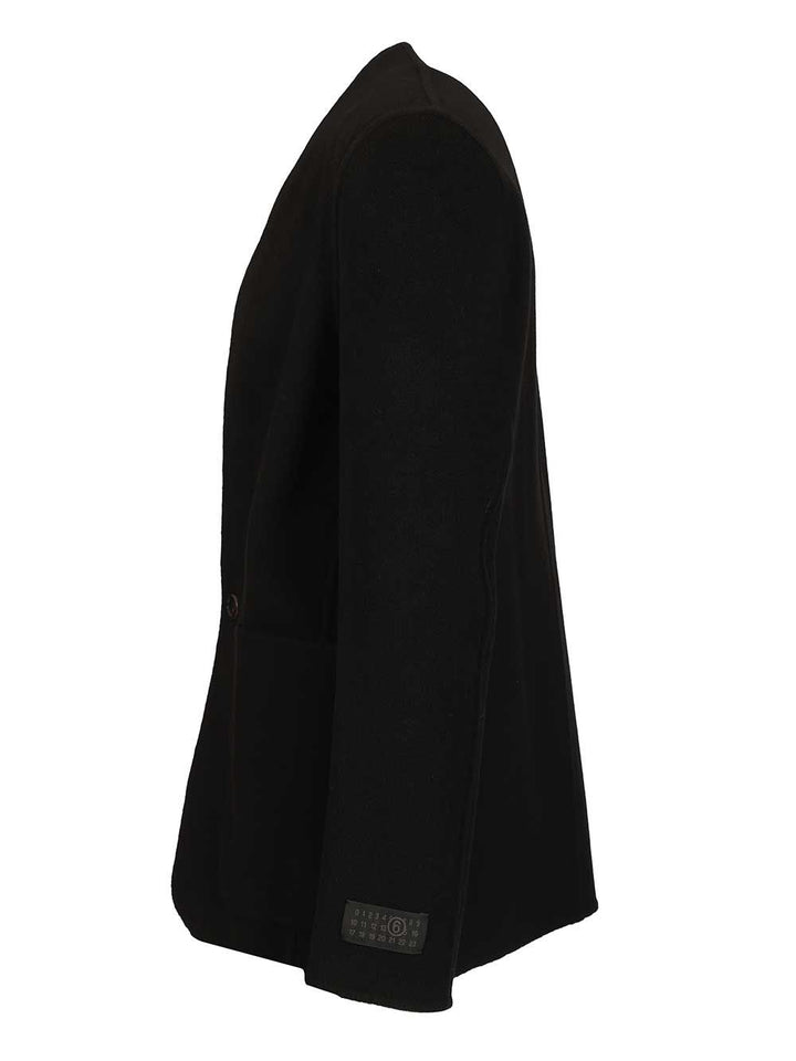 Mm6 Maison Margiela Single-Breasted Wool Jacket Giacche - Nero | 65df88aa45e39da32531afe0af5bf8fa5c550e14