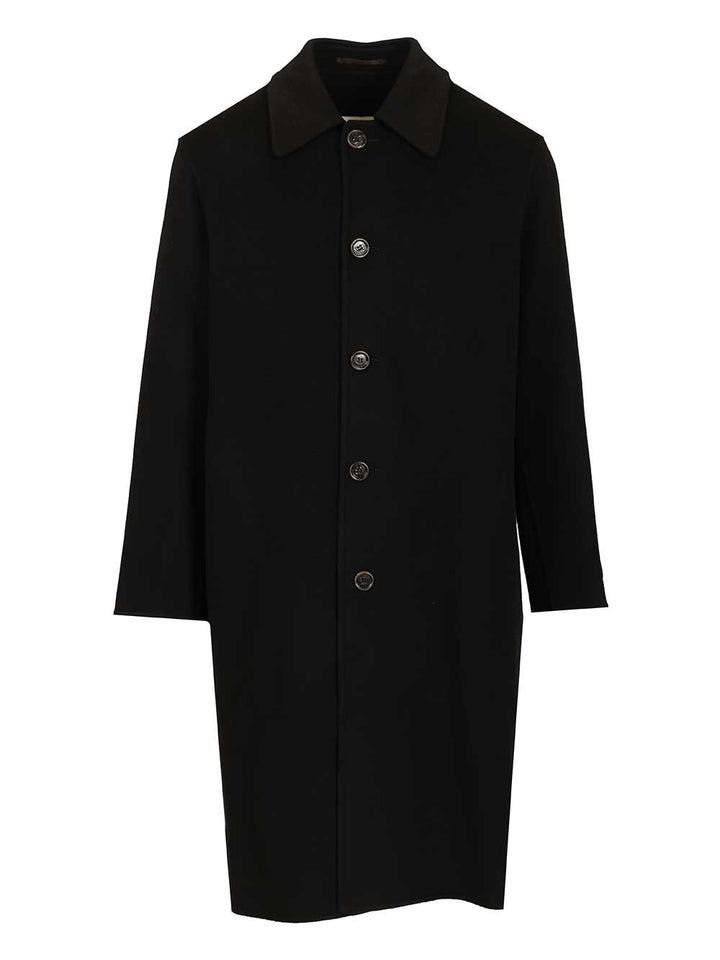 Mm6 Maison Margiela Single-Breasted Wool Coat Coats - Nero | 7451b0907717be4fe58d103c27c8b0128b94b10e
