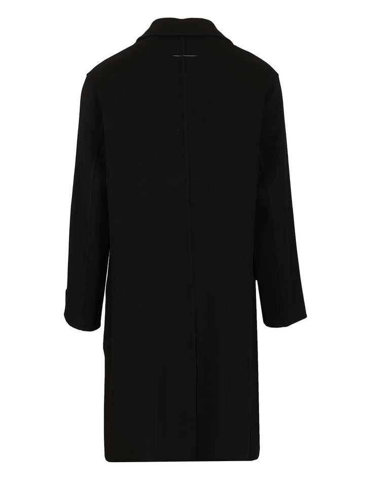 Mm6 Maison Margiela Single-Breasted Wool Coat Coats - Nero | 086549d7aed9e812154399d4e8047edacb15450d
