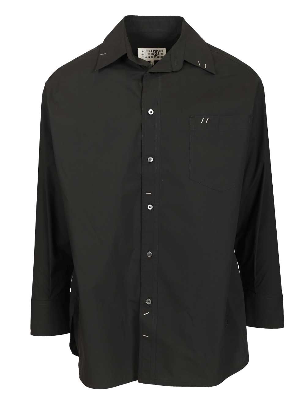 Mm6 Maison Margiela Long-Sleeved Cotton Shirt Shirts - Nero | 89b26e51fc7ccfe9d1fd48f0e194fd9411dbfc87