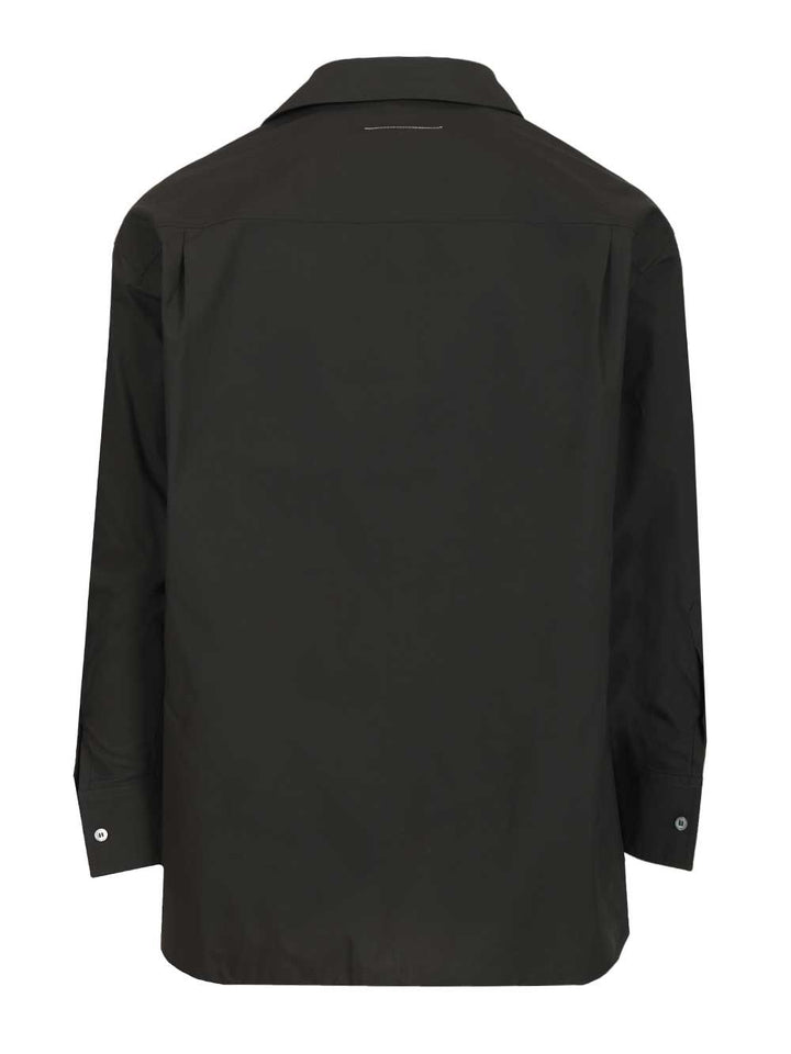 Mm6 Maison Margiela Long-Sleeved Cotton Shirt Shirts - Nero | 8463e67ee38e309014ccbb44c64ea88e2ce9c978