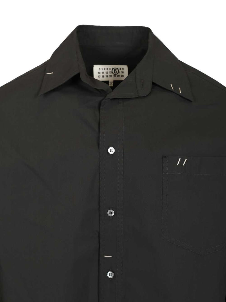 Mm6 Maison Margiela Long-Sleeved Cotton Shirt Shirts - Nero | ea54a1aa4712fe24fc383d293d76a8811c879fb1