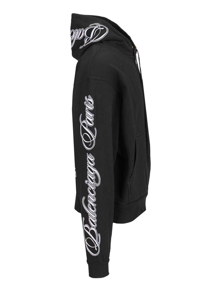 Balenciaga Cursive Oversized Hoodie Sweatshirts - Nero | cd7d3cfc23a4b68d41dfd1ba7271267e27a931ff