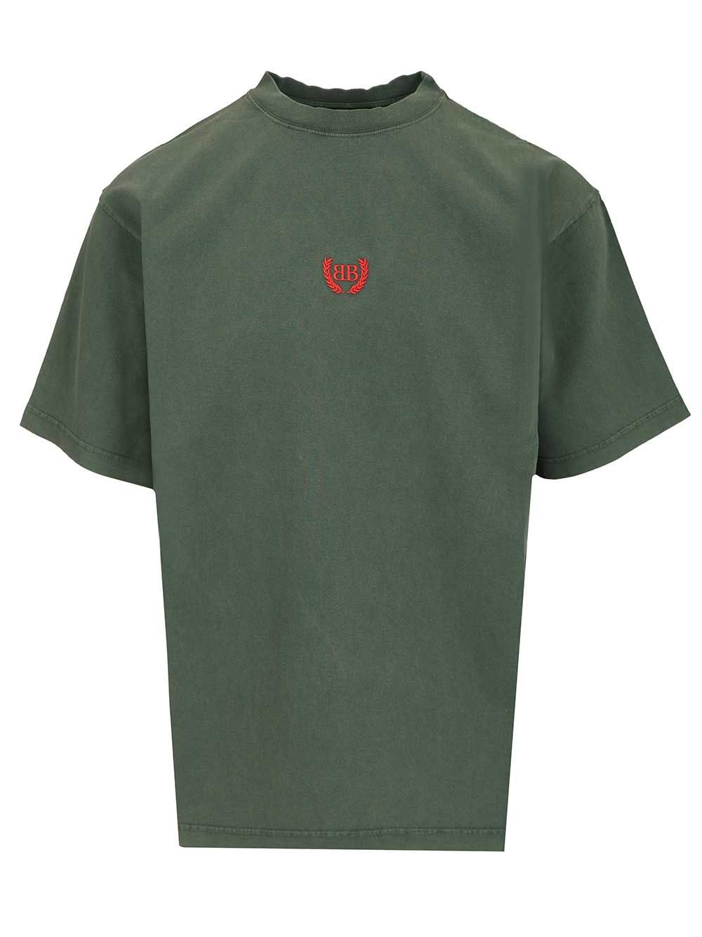Balenciaga Laurel T-Shirt - Verde | 6357b643f48e59fc829f1b6bb96efb0a00ac73aa