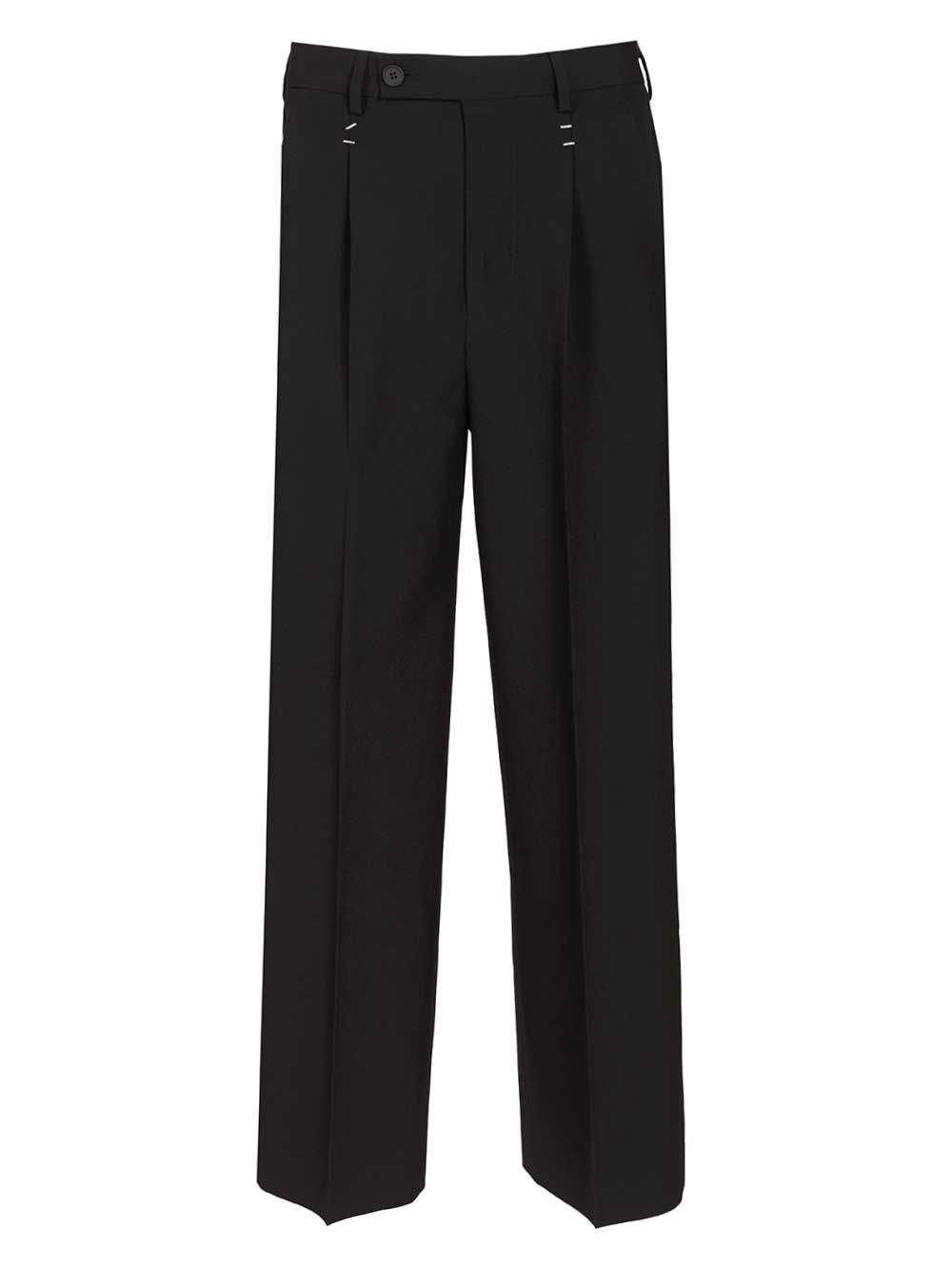 Mm6 Maison Margiela Wool  With Staples Trousers - Nero | 0259f6f7169fd5c301d566b923149cf872814955