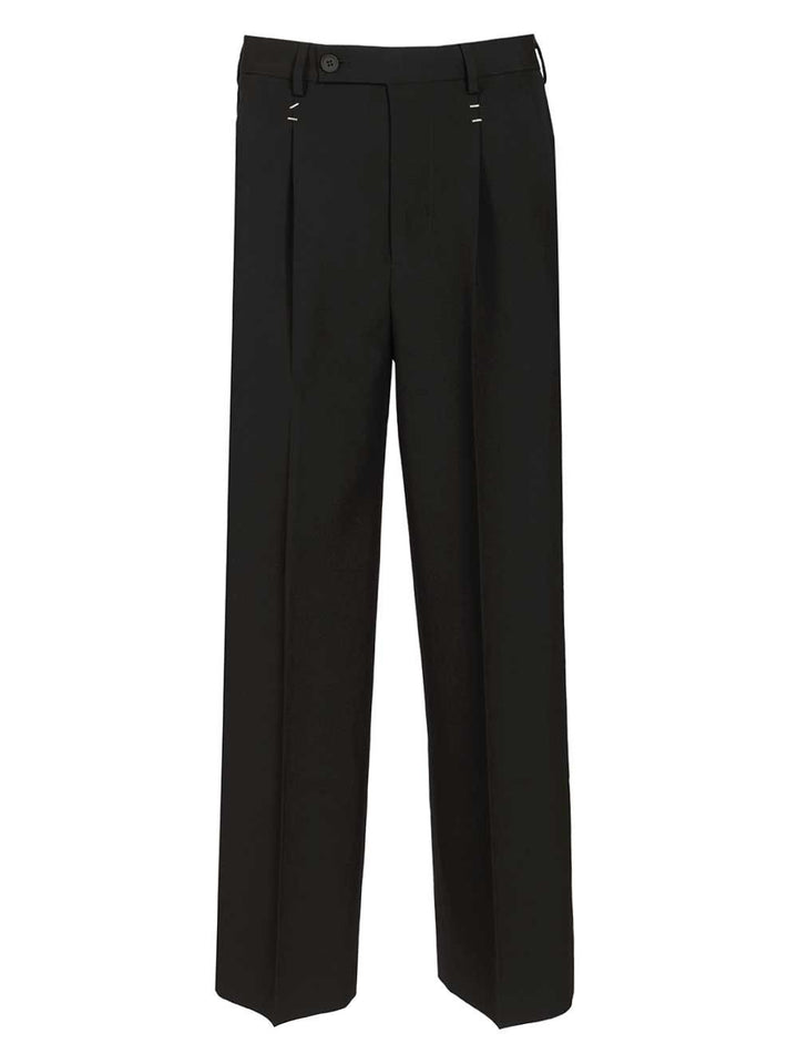Mm6 Maison Margiela Wool  With Staples Trousers - Nero | 0259f6f7169fd5c301d566b923149cf872814955