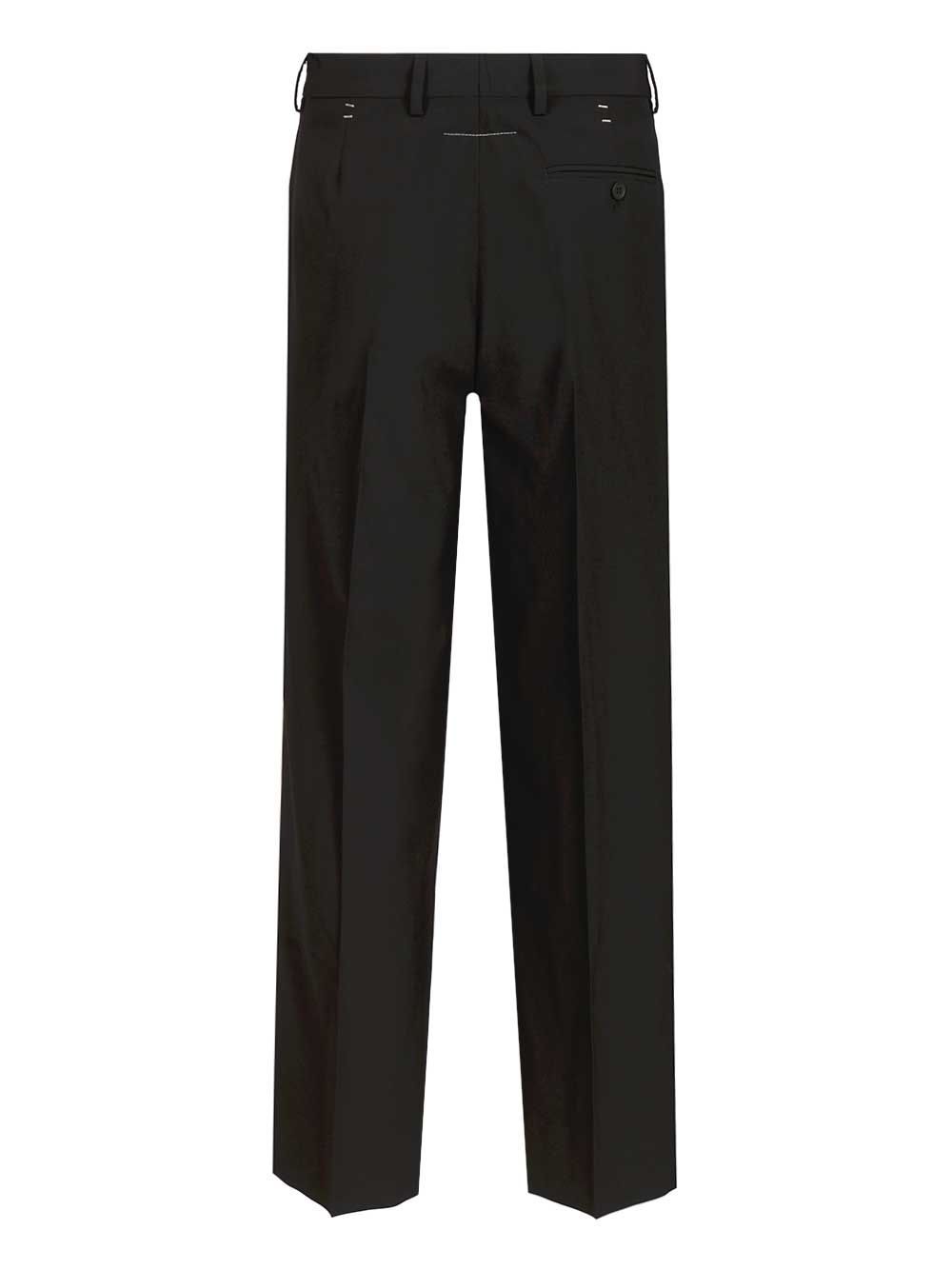 Mm6 Maison Margiela Wool  With Staples Trousers - Nero | 4a6902f95746bec148c2e574b0602f8f539269ae