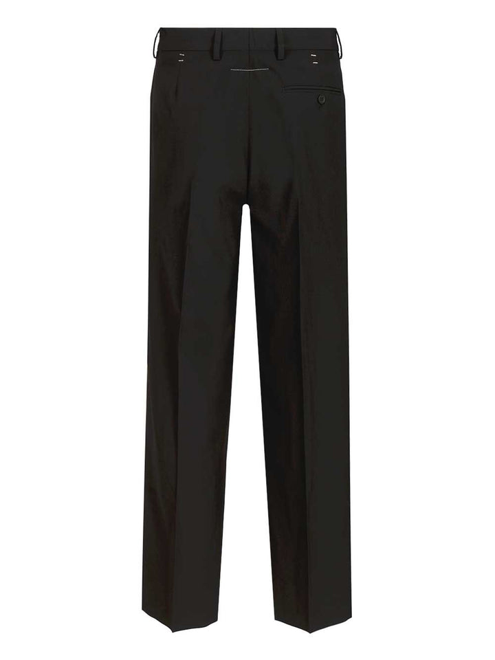 Mm6 Maison Margiela Wool  With Staples Trousers - Nero | 4a6902f95746bec148c2e574b0602f8f539269ae