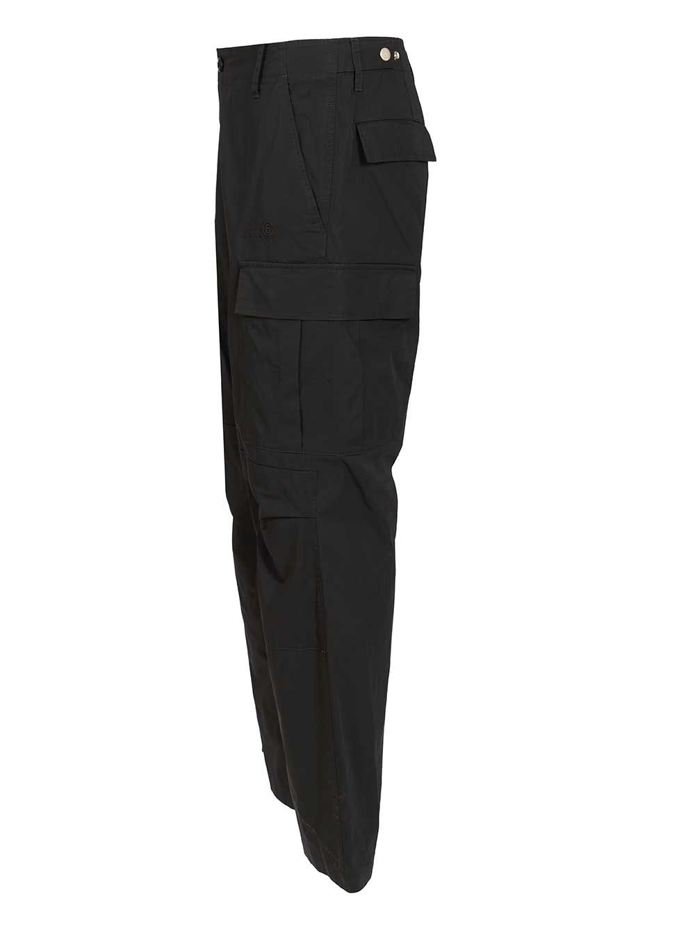 Mm6 Maison Margiela Cotton Cargo Pants Trousers - Nero | 7d5bab6f83d0987df176767754803affaafbccc3
