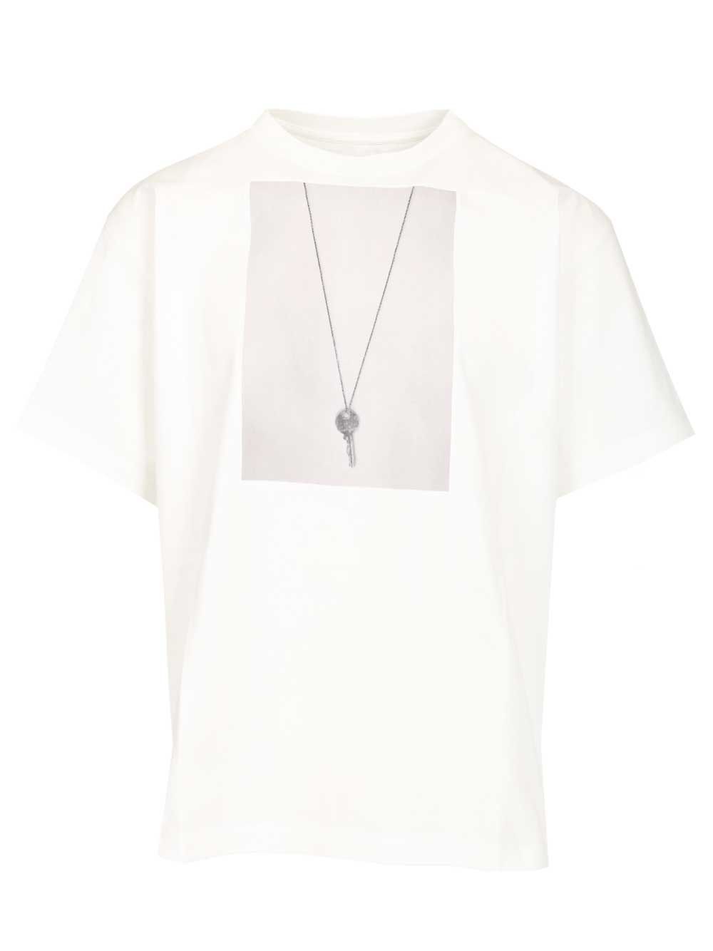 Mm6 Maison Margiela Necklace Trompe L'oeil Graphic T-Shirt - Bianco | 5f7899418e99e8c49dfe45b68a4d9cdccede6c7d