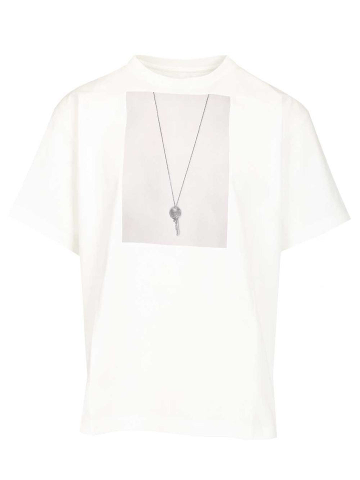 Mm6 Maison Margiela Necklace Trompe L'oeil Graphic T-Shirt - Bianco | 5f7899418e99e8c49dfe45b68a4d9cdccede6c7d