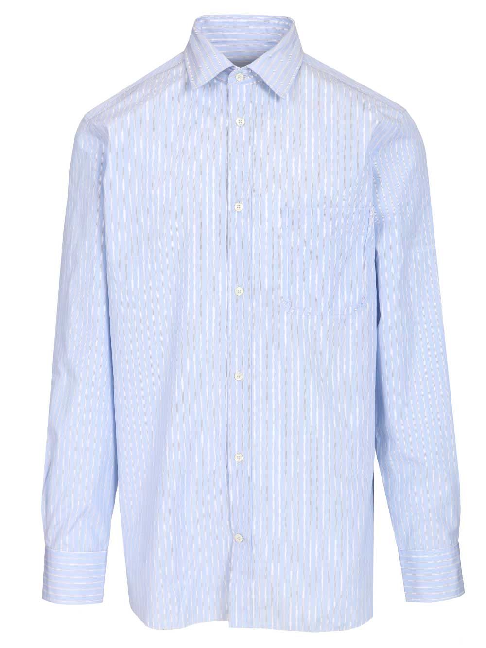Maison Margiela Tailored Striped Cotton Shirt Shirts - Blu | 7a89f39af7f1117ecf228555f4a1eddd6be8b0c4