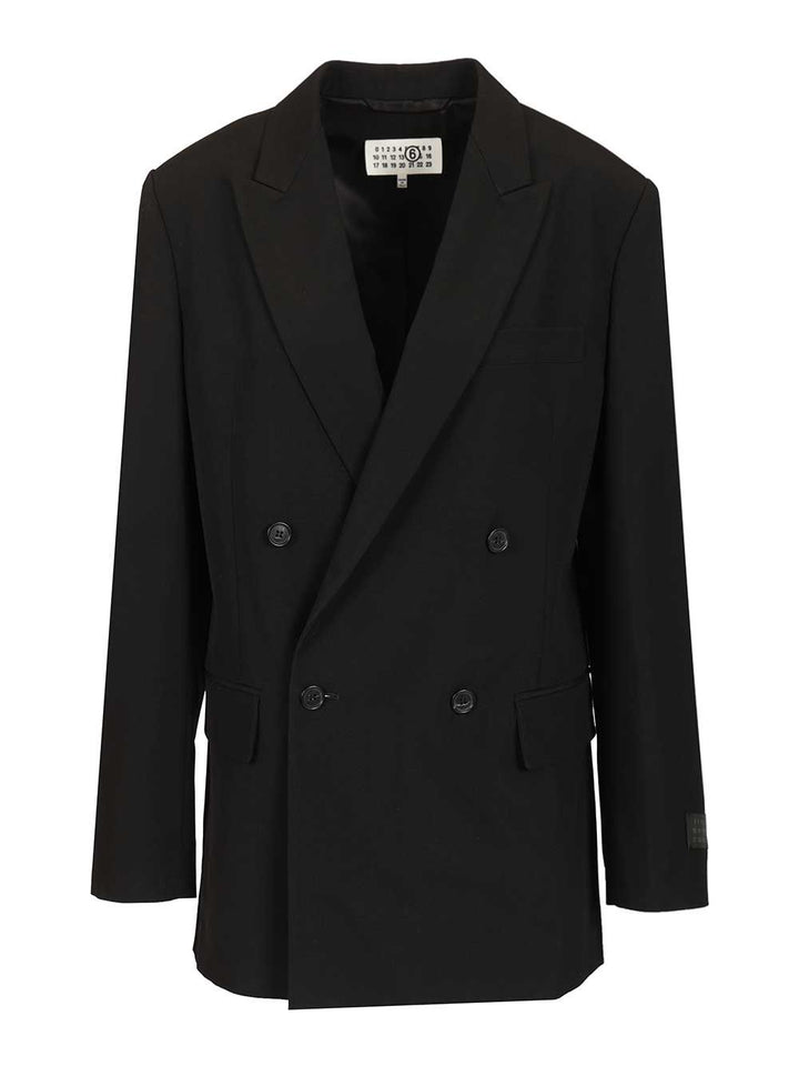 Mm6 Maison Margiela Double-Breasted Blazer Giacche - Nero | a7f00a9cc62bbabcda932304f6d98a59eaf9ea06