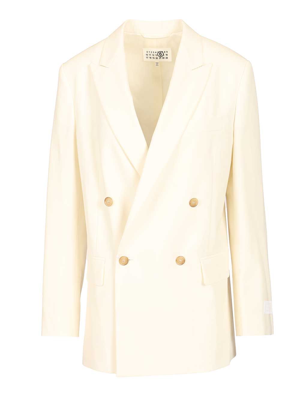 Mm6 Maison Margiela Double-Breasted Blazer Giacche - Beige | a5031796fbe22d554cd10e1ebea9e524adfb9a87