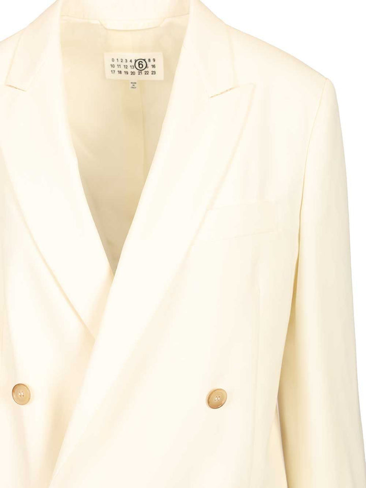 Mm6 Maison Margiela Double-Breasted Blazer Giacche - Beige | 2f60717575f1fe3de930465fa6a00e809ac0f0da