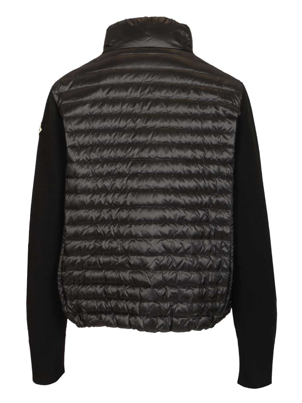 Moncler Padded Wool Cardigan With Zip Knitwear - Nero | 332f32f3c0682d6748881b842f7eb82f258e7581