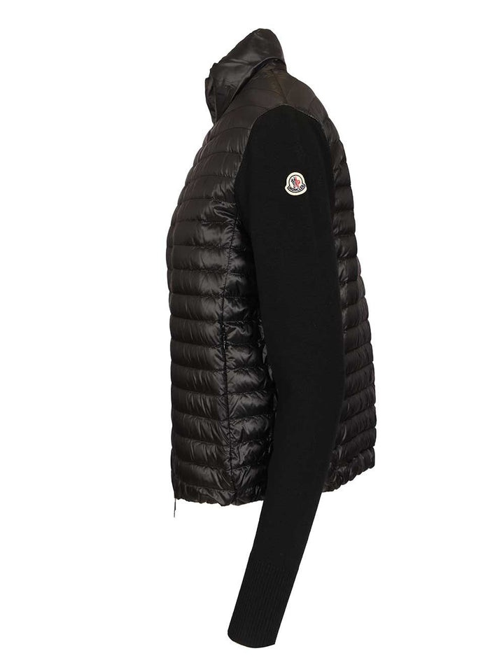 Moncler Padded Wool Cardigan With Zip Knitwear - Nero | 34a152c61724412d7312d362dae39c8423d4f428