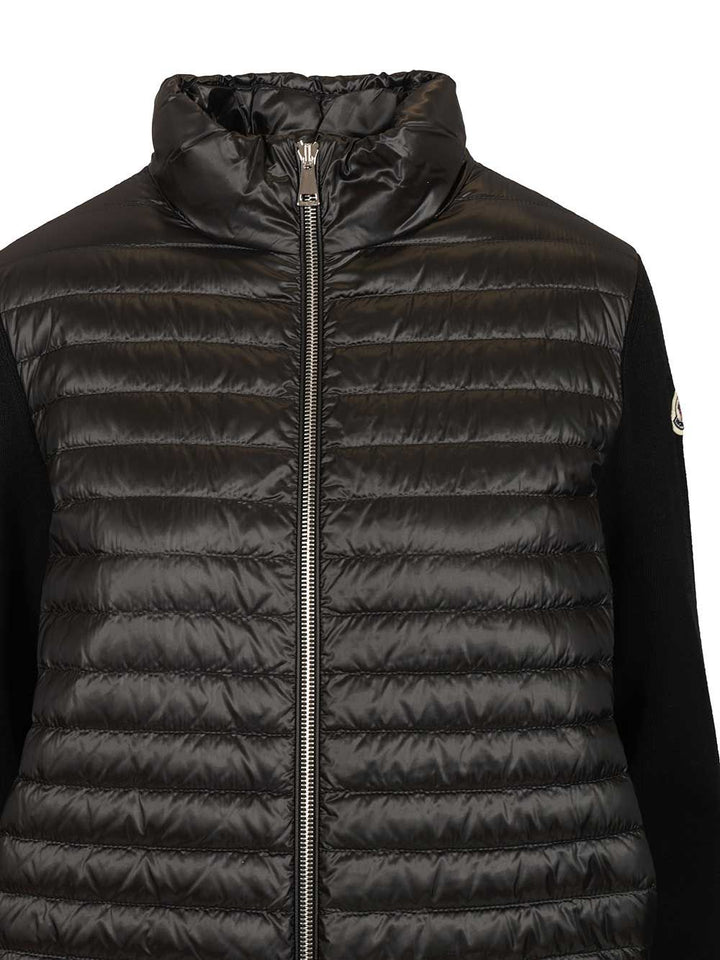 Moncler Padded Wool Cardigan With Zip Knitwear - Nero | edeaf53971cd1499e32c69da7d1e4c61dba07fe5