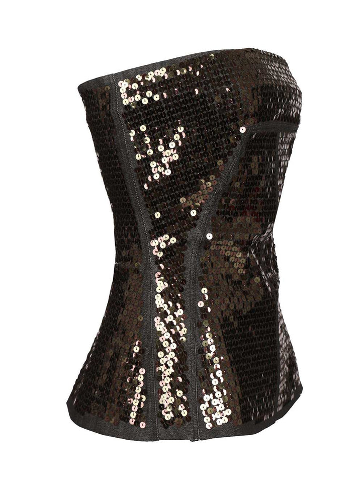 Rick Owens Denim Bustier Top With Sequins Top - Nero | 9c52abf5e3238e52cc9cf52c4074e2658a094a9f