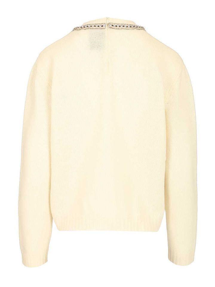 Valentino Garavani Virgin Wool Sweater With Embroidery Knitwear - Bianco | fd5e487203453d548afb6c1acdb60fd808465ab7