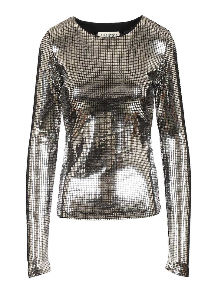 Mm6 Maison Margiela Silver Long-Sleeved Top Top - Silver | 9635be2c02b982d56ae3f5ad3042bca0daa014d5