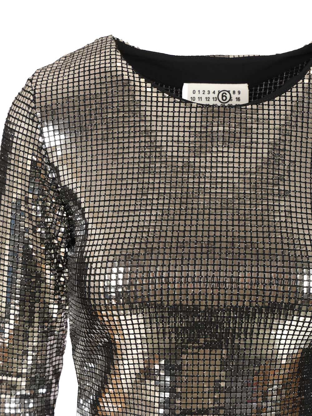 Mm6 Maison Margiela Silver Long-Sleeved Top Top - Silver | c4cce1be8b32686d3333bb65b8ab30e63d74311b