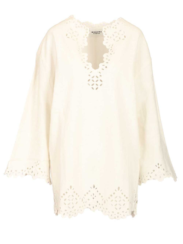 Marant Etoile Short Shérazade Dress Top - Bianco | fa078e0c0310c367d8f21290ca2e2d04bfbb2e4b