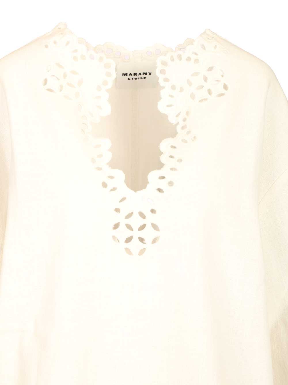 Marant Etoile Short Shérazade Dress Top - Bianco | a77cbf48eda5a63eff1e27bc06017eb9f71cac62