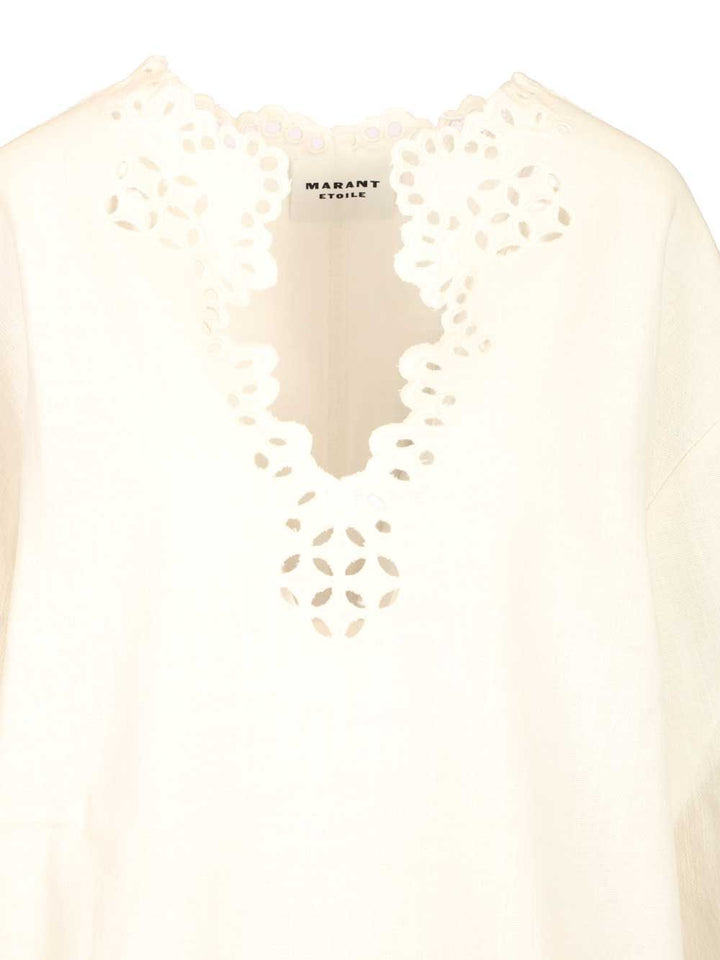 Marant Etoile Short Shérazade Dress Top - Bianco | a77cbf48eda5a63eff1e27bc06017eb9f71cac62