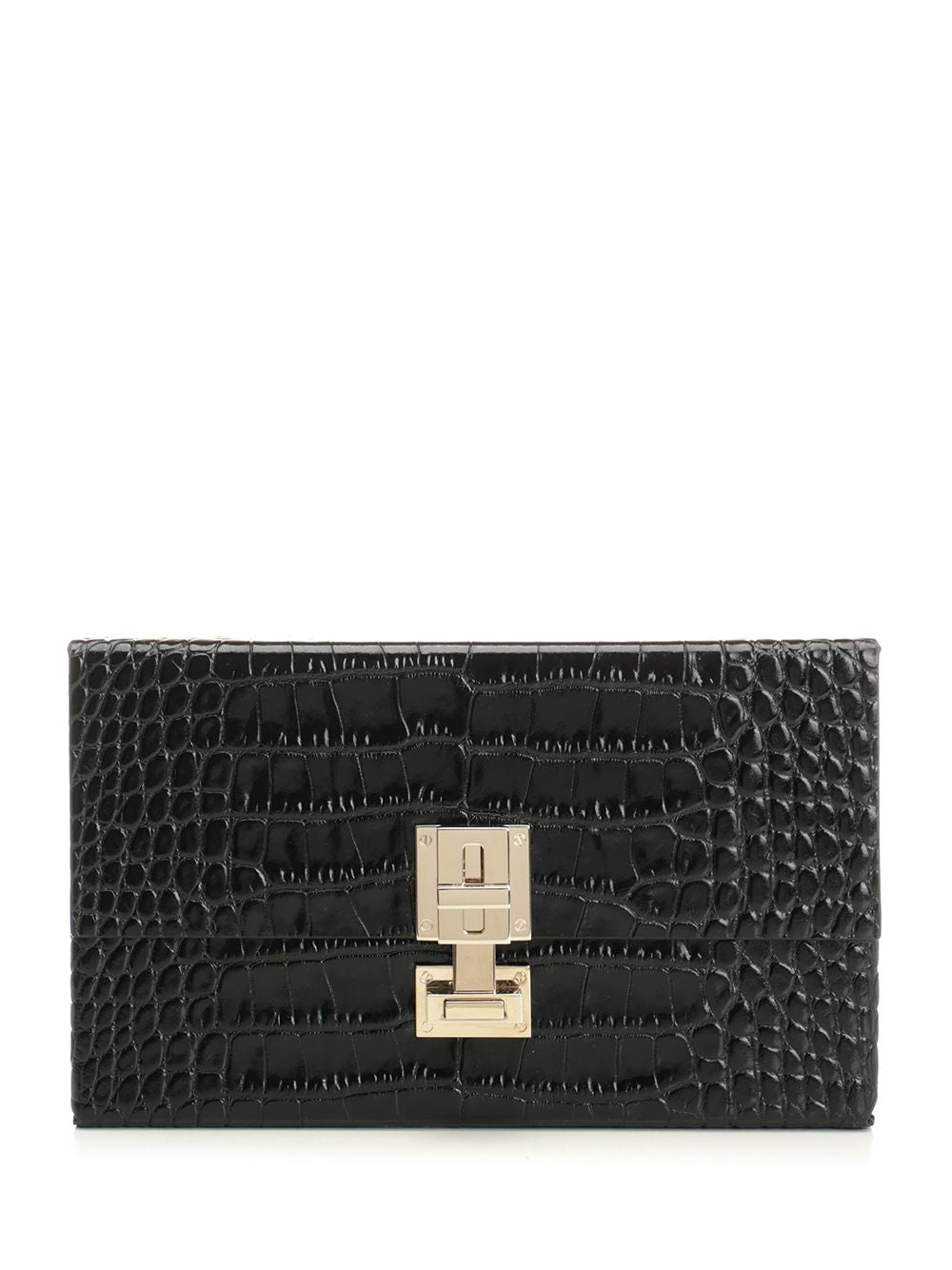 Tom Ford Clutch In Shiny Crocodile-Effect Leather Handbags - Nero | 5ae09e96efdef7ce17c1891a8492066d86a29595