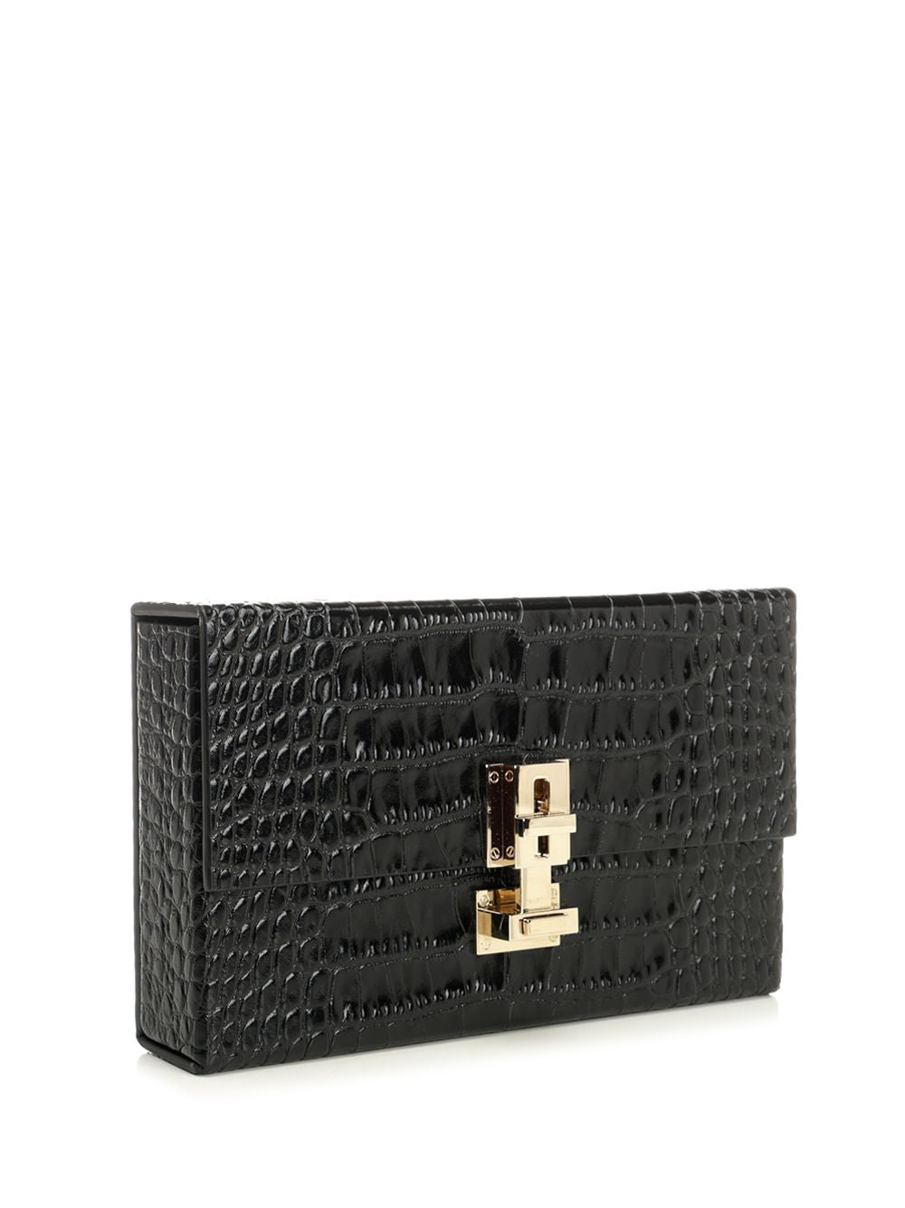 Tom Ford Clutch In Shiny Crocodile-Effect Leather Handbags - Nero | 1bb96ad6bef789c99a3d1f4588a1a8dc53832844