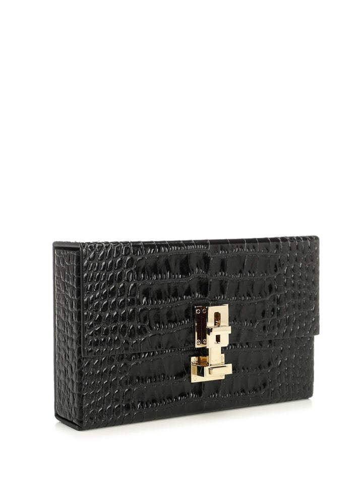 Tom Ford Clutch In Shiny Crocodile-Effect Leather Handbags - Nero | 1bb96ad6bef789c99a3d1f4588a1a8dc53832844